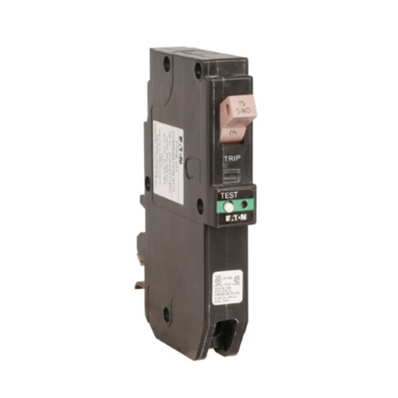 EATON Circuit Breaker, CH Series 15A, 1 Pole, 120/240V AC CHFCAF115PN